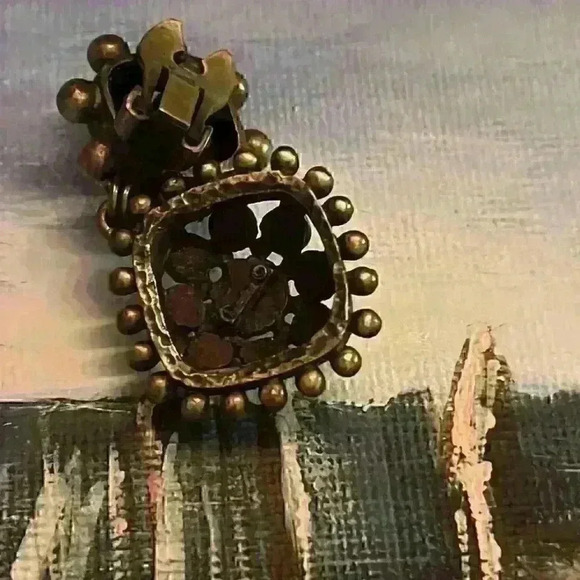 Chameleon 1950’s gorgeous clip on earrings stamped - Picture 3 of 3